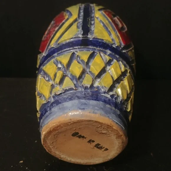 MCM Studio Pottery Handthrown Ceramic Terracotta Painted Vase